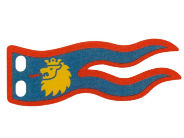 100731 - Cloth Flag 8 x 3 Wave with Lion Head on Blue Background with Red Border Pattern