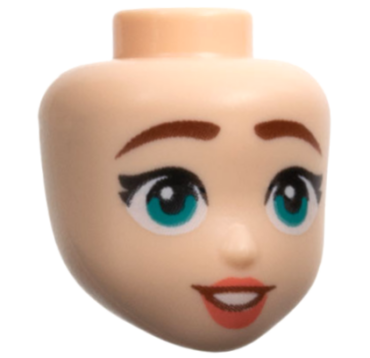 101227 - Mini Doll, Head Friends with Reddish Brown Eyebrows, Dark Turquoise Eyes, Coral Lips, and Open Mouth Smile with Teeth Pattern