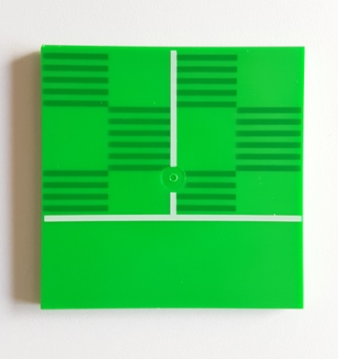 10202pb015 - Tile 6 x 6 with Bottom Tubes with Soccer (Football) Pitch Halfway Line Pattern