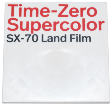 10202pb055 - Tile 6 x 6 with Red 'Time-Zero Supercolor' and Black 'SX-70 Land Film' Pattern