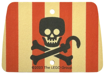 103913 - Cloth Sail Rectangle with 2 Holes with Red Vertical Stripes, Black Skull and Crossbones with Hook Pattern