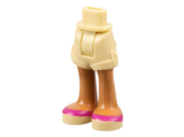 11202c00pb04 - Mini Doll Hips and Shorts with Medium Nougat Legs and Tan Shoes with Magenta Stripes Pattern - Thick Hinge