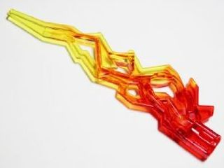 11302pb01 - Hero Factory Weapon Accessory, Flame / Lightning Bolt with Axle Hole with Marbled Trans-Yellow Pattern