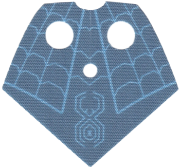 113920 - Minifigure Cape Cloth, Serape Pointed with Spider and Web on Sand Blue Background Pattern - Traditional Starched Fabric