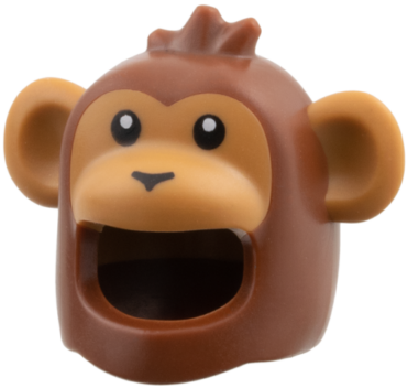 114642pb01 - Minifigure, Headgear Head Cover, Costume Monkey with Molded Medium Nougat Face and Ears, Printed Black Eyes and Nose Pattern