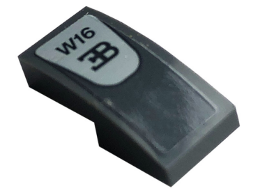 11477pb119 - Slope, Curved 2 x 1 x 2/3 with Bugatti Logo and 'W16' Pattern (Sticker) - Set 42083