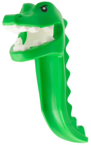 115083pb01 - Minifigure, Headgear Head Cover, Costume Crocodile Head and Tail with Black Eyes and White Teeth Pattern