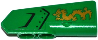 11946pb013 - Technic, Panel Fairing #21 Very Small Smooth, Side B with Air Intake and Gold Dragon Pattern (Sticker) - Set 70755