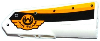 11946pb020 - Technic, Panel Fairing #21 Very Small Smooth, Side B with Emblem with 'AIR TEAM' and Yellow, Orange and White Stripes Pattern (Sticker) - Set 42044