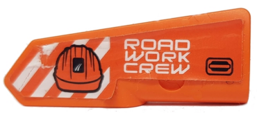11946pb040 - Technic, Panel Fairing #21 Very Small Smooth, Side B with 'ROAD WORK CREW', Construction Helmet and Orange and White Danger Stripes Pattern (Sticker) - Set 42060
