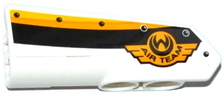 11947pb020 - Technic, Panel Fairing #22 Very Small Smooth, Side A with Emblem with 'AIR TEAM' and Yellow, Orange and White Stripes Pattern (Sticker) - Set 42044