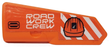 11947pb040 - Technic, Panel Fairing #22 Very Small Smooth, Side A with 'ROAD WORK CREW', Construction Helmet and Orange and White Danger Stripes Pattern (Sticker) - Set 42060