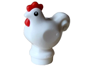 1413pb02 - Chicken, Wide Base with Molded Red Comb and Wattle and Printed Black Eyes with Pupils Pattern