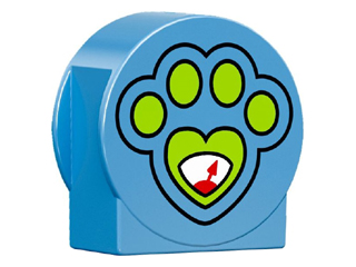 14222pb008 - Duplo, Brick 1 x 2 x 2 Round Top, Cut Away Sides with Paw Print Pattern
