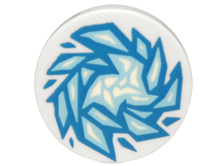 14769pb020 - Tile, Round 2 x 2 with Bottom Stud Holder with Blue and Bright Light Blue Fractured Ice Pattern