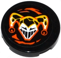 14769pb105 - Tile, Round 2 x 2 with Bottom Stud Holder with Jester's Head Pattern (Sticker) - Set 70314
