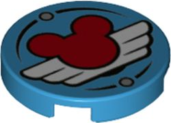 14769pb420 - Tile, Round 2 x 2 with Bottom Stud Holder with Red Mickey Mouse Logo and White Pilot Wings Pattern