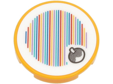 14769pb546 - Tile, Round 2 x 2 with Bottom Stud Holder with Super Mario Scanner Code Fruit Pattern (Sticker) - Sets 30509 / 71403 / 71406 / 71418