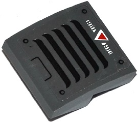 15068pb011 - Slope, Curved 2 x 2 x 2/3 with Vents, White Alien Characters and Red Triangle Pattern (Sticker) - Set 70142