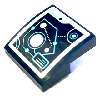 15068pb044 - Slope, Curved 2 x 2 x 2/3 with Medium Azure and White Connected Circles and Lines Pattern (Sticker) - Set 71200