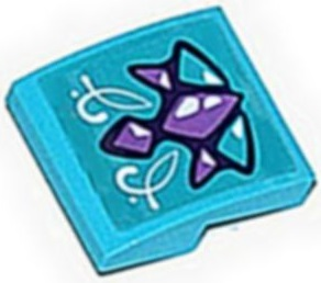 15068pb064 - Slope, Curved 2 x 2 x 2/3 with Medium Lavender and Medium Azure Geometric Dragon Scales and White Swirls Pattern (Sticker) - Set 41172