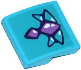 15068pb065 - Slope, Curved 2 x 2 x 2/3 with Medium Lavender and Medium Azure Geometric Dragon Scales Pattern (Sticker) - Set 41172
