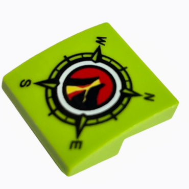 15068pb084 - Slope, Curved 2 x 2 x 2/3 with Volcano Explorers Logo Compass Pattern