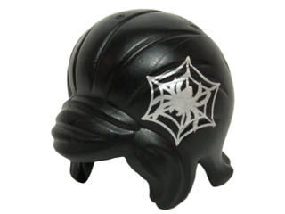 15503pb01 - Minifigure, Hair Female Beehive Style with Sideways Fringe with Silver Spider in Web Pattern