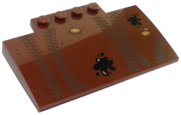 15625pb017 - Slope, Curved 5 x 8 x 2/3 with 4 Studs with Tire Tracks and Oil Splotches Pattern