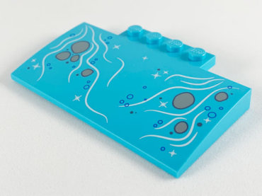 15625pb024 - Slope, Curved 5 x 8 x 2/3 with 4 Studs with Bubbles and Light Bluish Gray Rocks in Stream Pattern