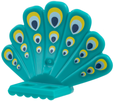 1612pb01 - Minifigure Costume Turkey / Peacock Fan Tail with Yellow, Metallic Blue, and Dark Blue False Eyes Pattern