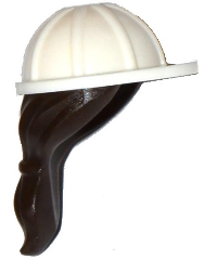 16178pb01 - Minifigure, Headgear Helmet Construction with Molded Dark Brown Ponytail Hair Pattern
