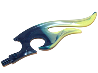 18396pb02 - Wave Rounded Curved Double with Axle End (Flame) with Marbled Yellowish Green Pattern