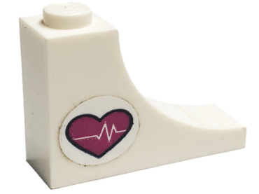 18653pb002R - Arch 1 x 3 x 2 Inverted with Magenta Heart and Heart Beat Pattern Model Right Side (Sticker) - Set 41318