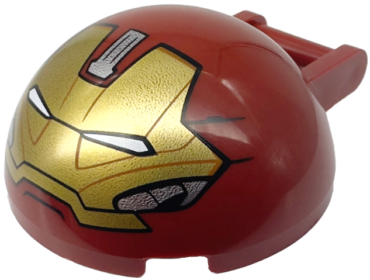 18990pb05 - Windscreen 4 x 4 x 1 2/3 Canopy Half Sphere with Bar Handle with Gold Hulkbuster Face with Silver Cheeks and Forehead Panel Pattern