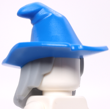 20606pb06 - Minifigure, Hair Combo, Hair with Hat, Mid-Length Scraggly with Molded Blue Floppy Witch Hat Pattern (BAM)