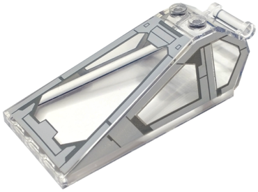 21849pb08 - Windscreen 8 x 4 x 2 with 2 Studs and Bar Handle with Light Bluish Gray Cockpit Window Frames and Dark Bluish Gray Panels and Lines Pattern