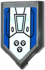 22385pb036 - Tile, Modified 2 x 3 Pentagonal with Blue and White Stripes, Holes, 2 Trapezoids and Armor Plates Pattern (Sticker) - Set 70312