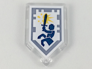 22385pb153 - Tile, Modified 2 x 3 Pentagonal with Nexo Power Shield Pattern - Centaur Charge