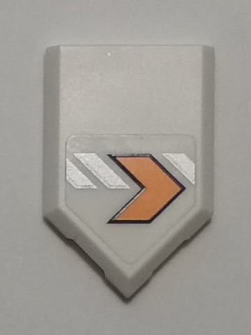 22385pb162L - Tile, Modified 2 x 3 Pentagonal with Orange Arrow Model Left Side Pattern (Sticker) - Set 70348