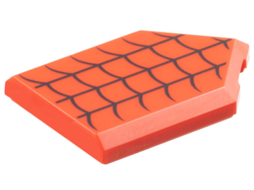 22385pb320 - Tile, Modified 2 x 3 Pentagonal with Black Curved Lines / Spider Web Pattern