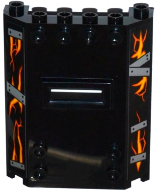 22387pb001 - Panel 2 x 6 x 6 with Window Slot with Silver Metal Strips over Bright Light Orange and Orange Cracks Pattern (Stickers) - Set 70316
