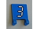 2335pb115 - Flag 2 x 2 Square with White Number 3 with Black Outline on Blue Background Pattern (Sticker) - Set 3569