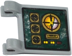 2335pb144 - Flag 2 x 2 Square with Horizon Screen, Gauges and Yellow and Red Buttons on Dark Green Background Pattern (Sticker) - Set 70735