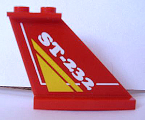 2340pb033 - Tail 4 x 1 x 3 with Yellow Triangle and White 'ST-232' and Line Pattern on Both Sides (Stickers) - Set 8232