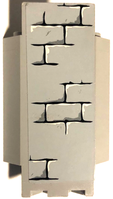 2345pb14 - Panel 3 x 3 x 6 Corner Wall with Bricks, Black Mortar and White Highlights Pattern E (Sticker) - Set 7094