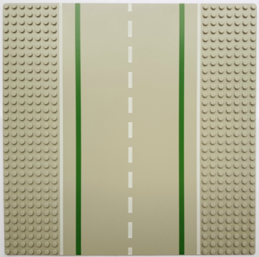 2358pb04 - Baseplate, Road 32 x 32 7-Stud Straight with Road with Green Lines and White Sidelines Pattern