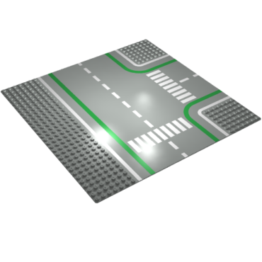 2360p01 - Baseplate, Road 32 x 32 7-Stud T Intersection with Crosswalks Pattern