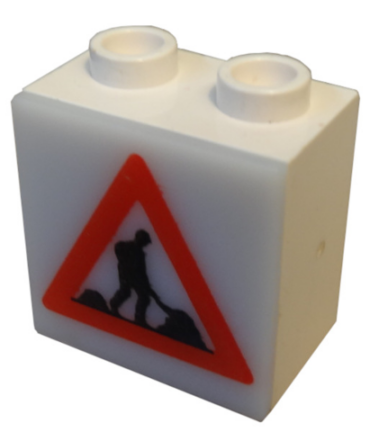 2383c01 - Electric, Light 1 1/8 x 2 x 1 2/3 Cabinet with Lamp Holes (Sign Back) with Milky White Electric, Light 2 x 2 Clip-On Plate with Men Working Pattern (2383 / 2384pb01)