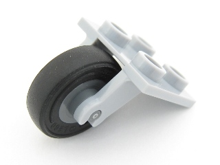 2415c04 - Plate, Modified 2 x 2 Thin with Plane Single Wheel Holder with Dark Bluish Gray Wheel with Black Tire 14mm D. x 4mm Smooth Small Single with Number Embossed on Side (2415 / 3464c03)